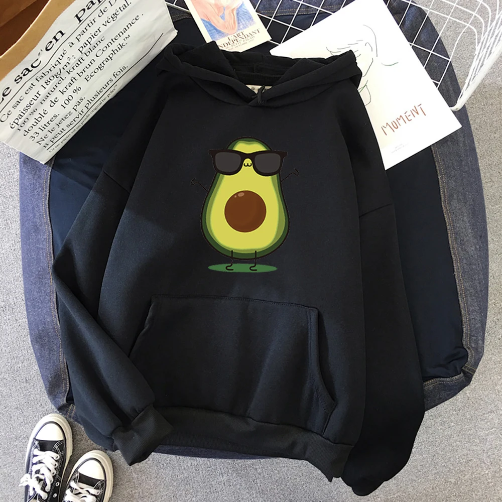 

Ladies Pullover Hoodies Avocado Print Sweatshirts Hoody Top Female Streetwear Korean Women Cartoon Winter Harajuku