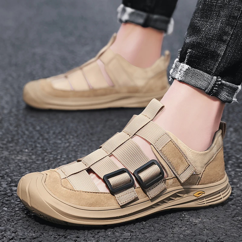 

2021 new summer sandals men sandals men shoes plus size soft comfortable flat with man slippers Outdoor hiking shoes Size 44