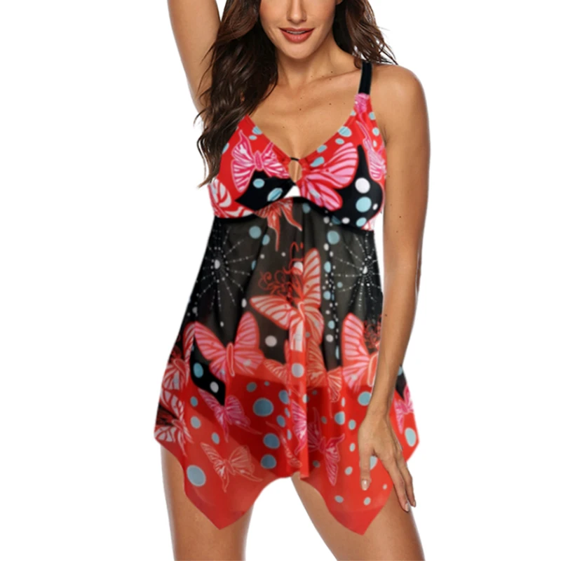 2020 красный купальник танкини платье женская купальная одежда юбки купальный