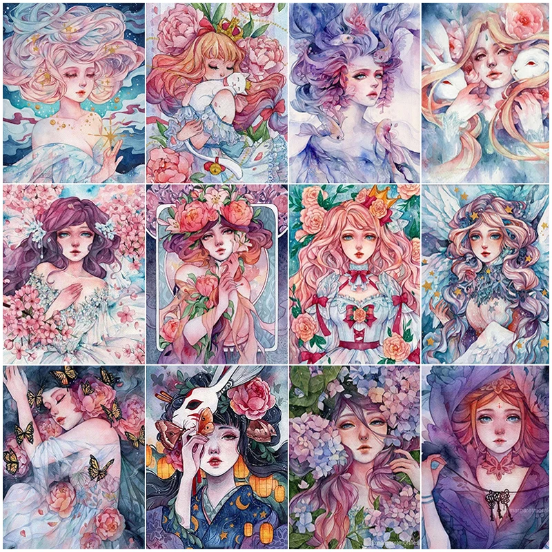 

5D DIY Diamond Painting Cartoon Girl Portrait Complete Round Diamond Painting Home Decoration