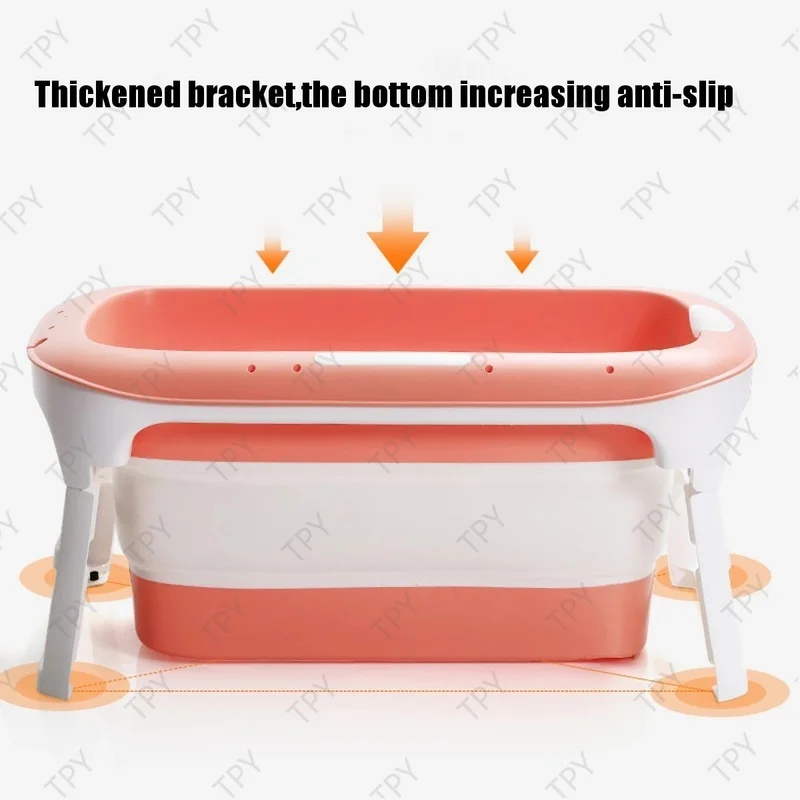 

2 Color Foldable Bath Tub Plastic Portable Bathtub Insulation Tub with Lid Thick Shower Bucket for Kid Adult Use 114*60*55cm