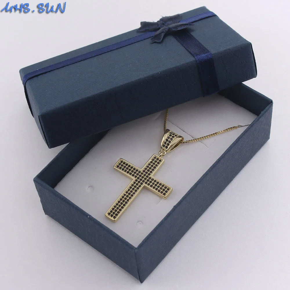 Модное ожерелье MHS.SUN с кулоном в виде креста из циркония цепочка выложенным