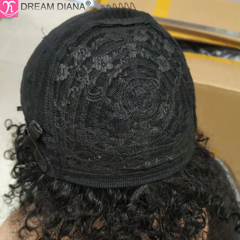 

DreamDiana Brazilian Hair Wig Headband Wig Remy Human Hair Kinky Curly Natural Color 8"-28" 150 Density Glueless Human Hair Wigs