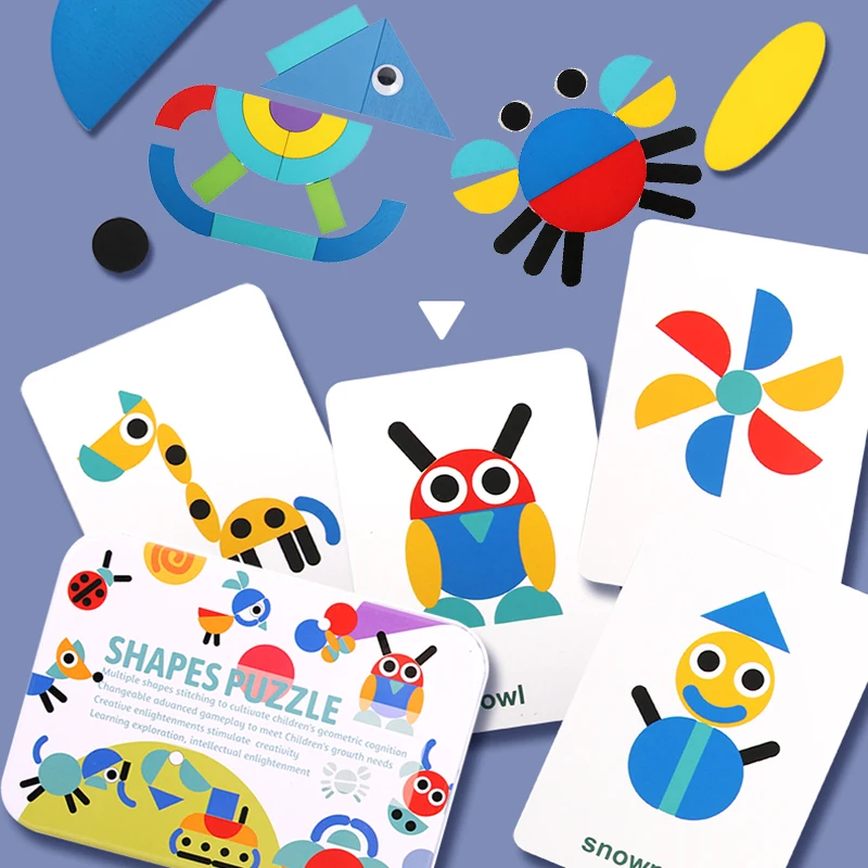 Новая игра Монтессори детские головоломки для познания игрушки деревянные