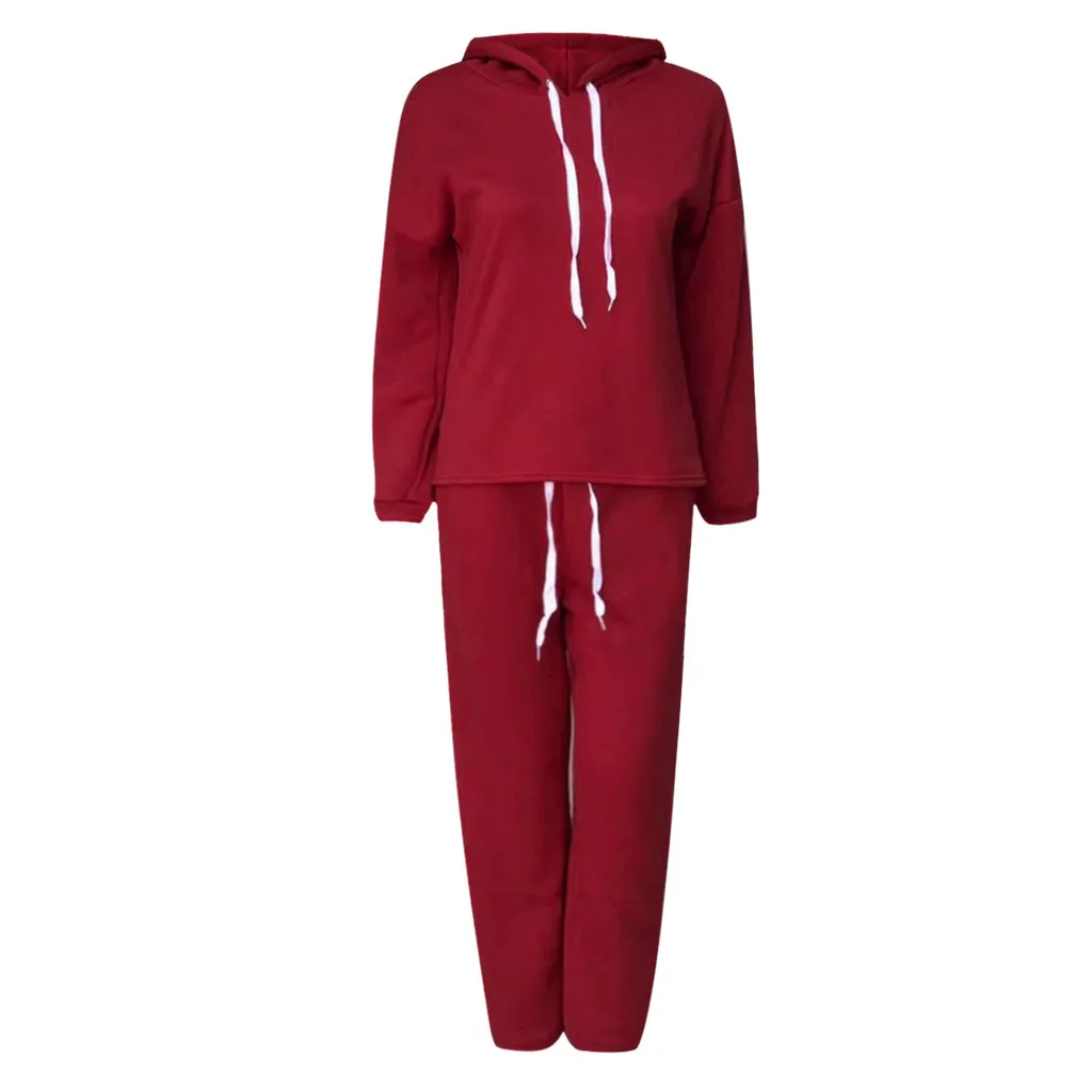 Женский спортивный костюм Hsu 2 шт./компл. однотонная толстовка с капюшоном и штаны