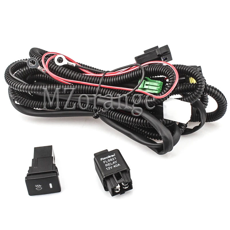 Wire harness MZORANGE противотуманная фара в сборе противотуманный светильник для TOYOTA AVENSIS AURIS RAV 4 III CAMRY для Corolla PRIUS YARIS 2003- светодиодный противотуманный светильник - Цвет: Wire harness
