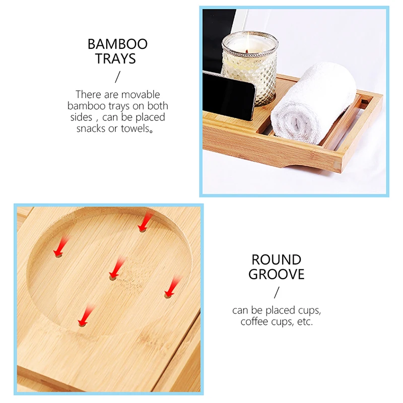 Выдвижной бамбуковый поднос для ванны Caddy деревянные стойки ванной комнаты