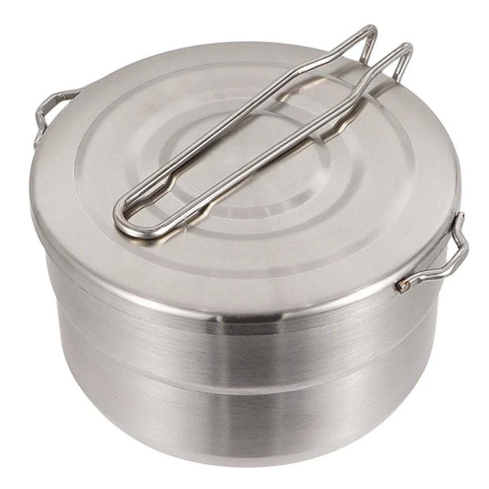 

Stainless Steel Outdoor Camping Pot Portable Mountaineering Cooking Pot Cooking Tool Travel Cookware Equipment