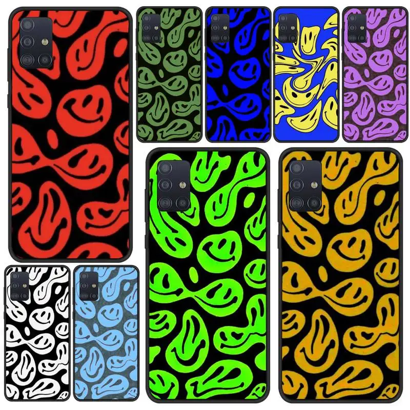 

Luxury Melting Smiley Face Phone Case For Samsung S21 S6 S7 Edge S8 S9 S10 S20 Ultra 5G Plus Cover Fundas Coque