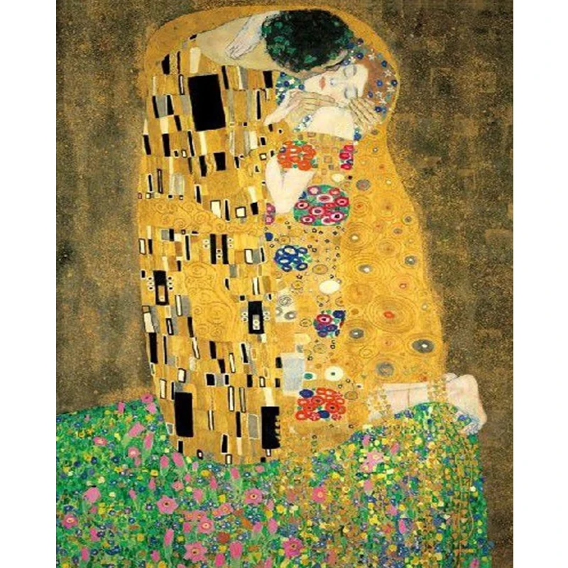 Klimt поцелуй известная картина маслом Ручная роспись картины по номерам домашний
