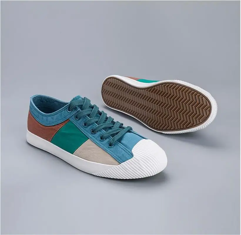 

Breathable Korean-Style New Canvas Sneaker Shoes Men All-match Low-Top Trendy Lace-up Shoes Spring/Autumn Mixed Colors Sneakers