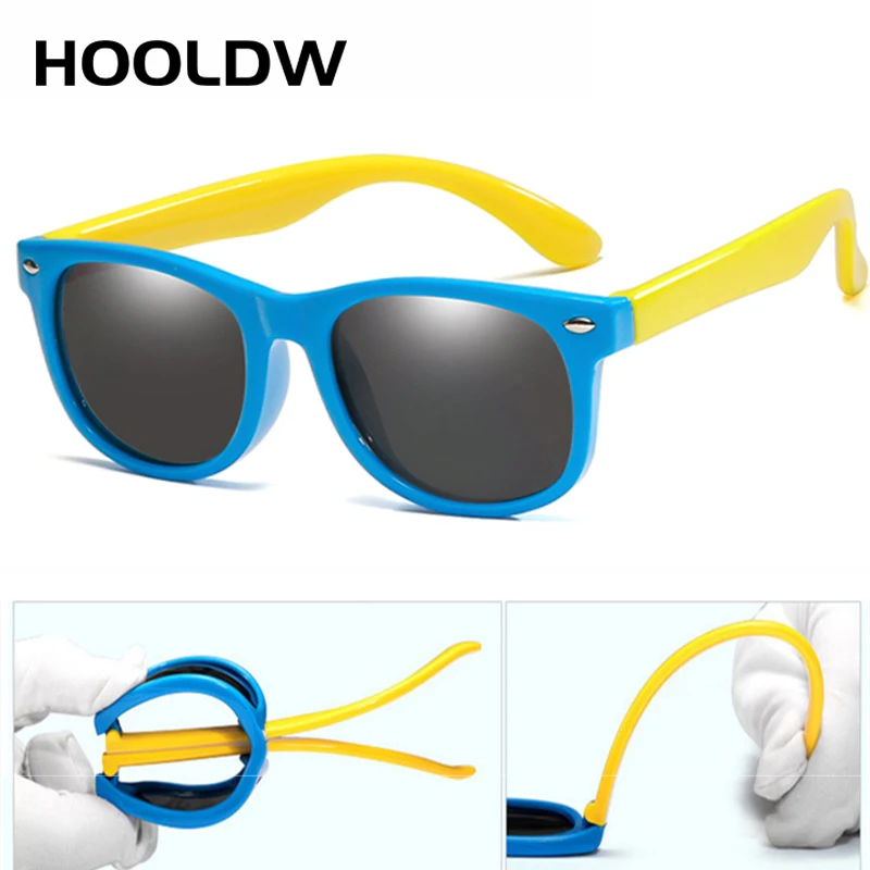 

HOOLDW новые детские солнцезащитные очки, Детские поляризованные солнцезащитные очки, очки для мальчиков и девочек, силиконовые гибкие защитные очки для детей, UV400 очки