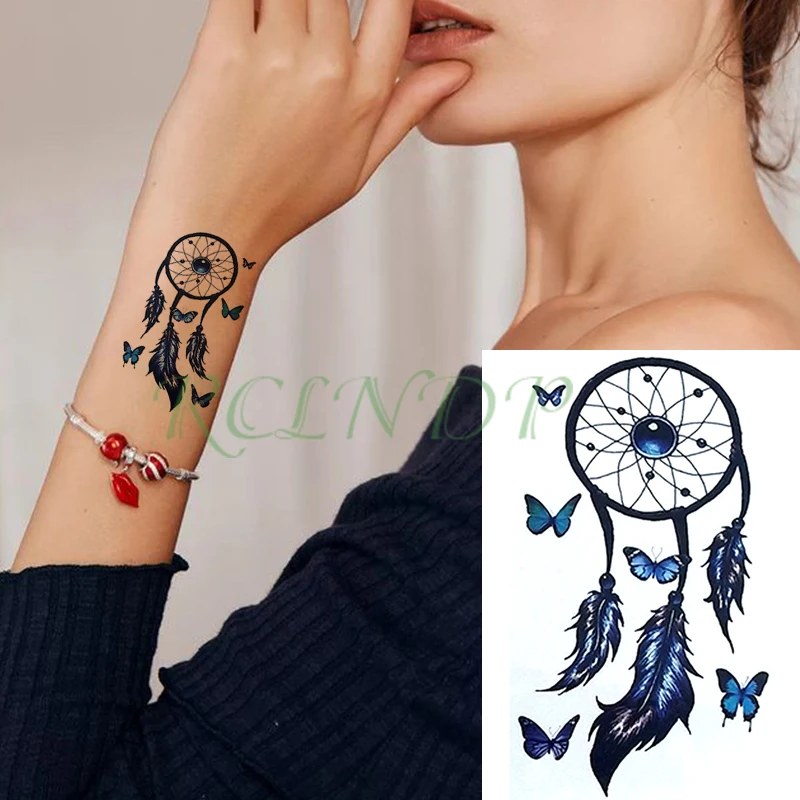 

Waterproof Temporary Tattoo Sticker color Dreamcatcher feather butterfly Style Fake Tatto Flash body art Tatoo For Men Women
