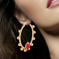 new fashion red love big hoop earrings for women%e2%80%98s gold color hoops ear ring circle ear rings vintage jewelry for girl gift hot