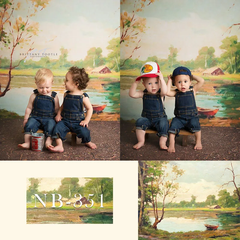 

Vinyl painting trees river Photography Backdrops Newborn Photographic Background Baby Shower Decorations Photocall Photo Studio