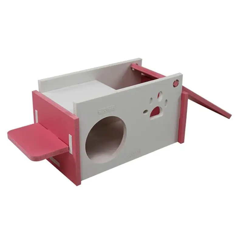 

Wooden hamster cage decorated with small animal legs, hamster house with ladder, hamster cage, mouse house, guinea pig, squirrel