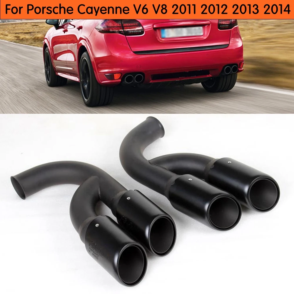 Глянцевый черный Хвост Глушитель для выхлопной трубы Porsche Cayenne V6 V8 2011 2012 2013 2014 год