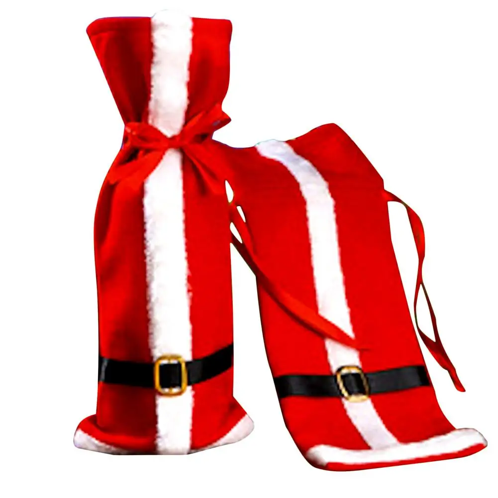 Рождественские мешки крышки бутылки вина упаковка с утолщённой меховой опушкой