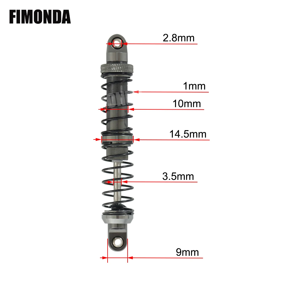 FIMONDA 4 шт. 1/10 RC Гусеничный металлический амортизатор серый 70 мм 80 90 100 110 120 для SCX10