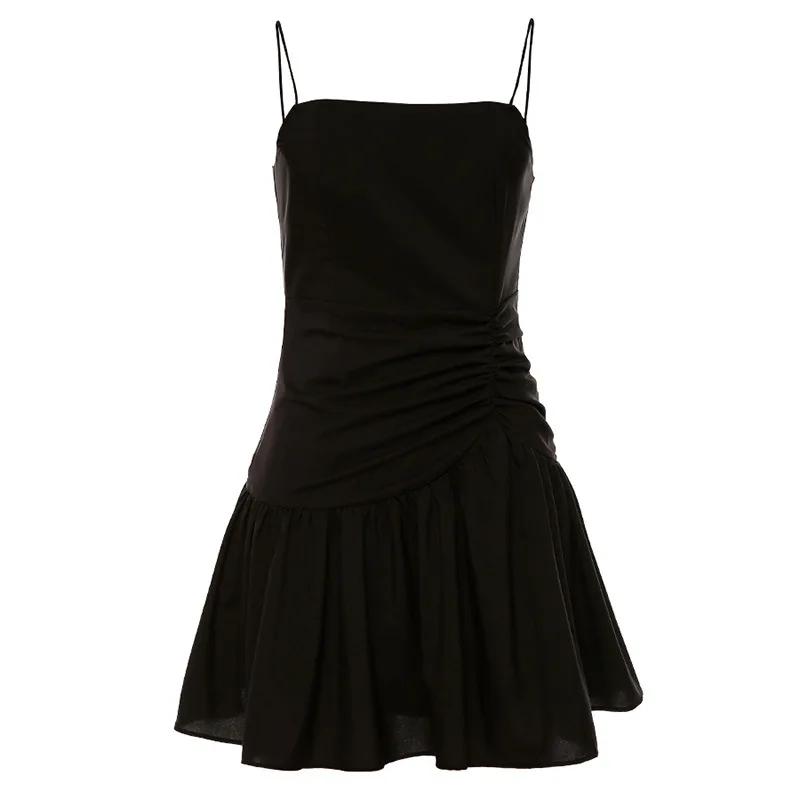 

Sundresses for Women Summer Clothes2021 Sexy Dresses Elegant Pleated Ladies Office Fashion Solid Color Sheath Club Dress
