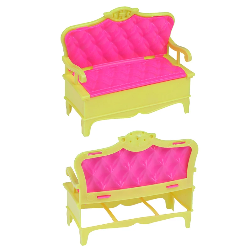 

1/12 Dollhouse Sofa Miniature Deluxe Pink Plastic Sofa Chair For Doll Furniture Accessories Doll House Decoration
