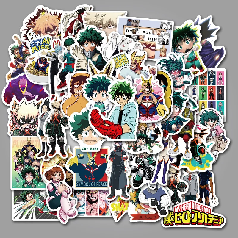 

50 pieces My Hero Academia Anime Sticker Waterproof Stickers for Laptop Bike Phone Moto Suitcase Fridge Luggage