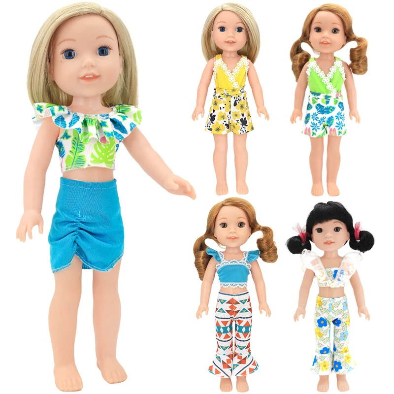 

14.5Inch Doll Clothes Summer Holiday Leisure Suit Fashion New Born Doll Fashion Trend Multicolour Costume for American Girl Doll