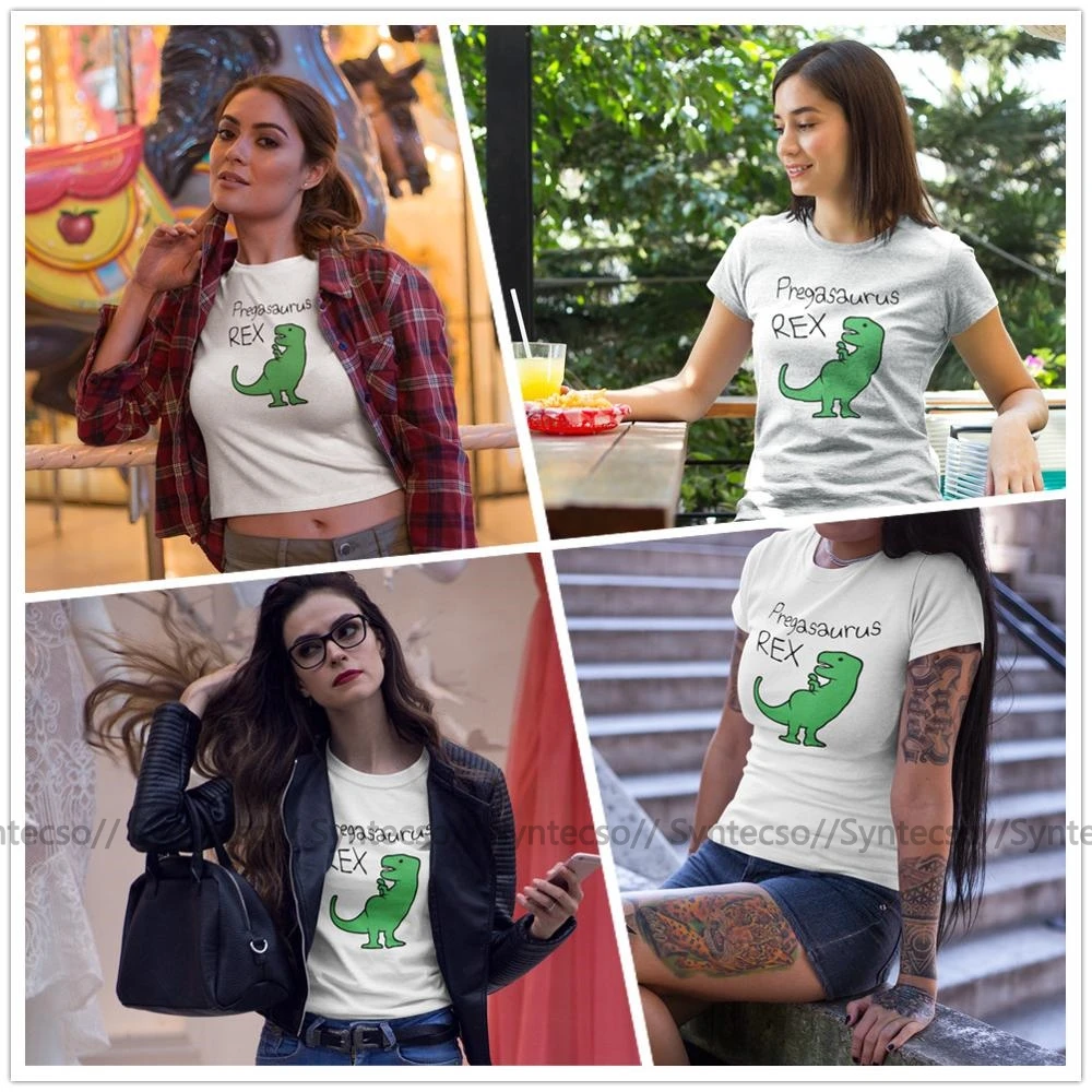 Беременность футболка Pregasaurus Рекс с круглым вырезом коротким рукавом женская
