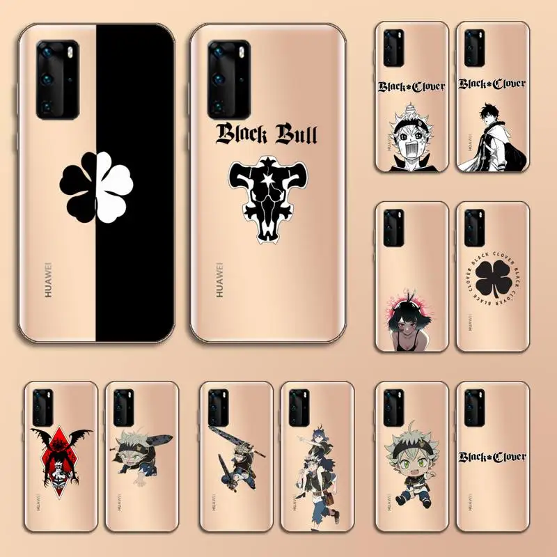 

Manga Anime Black Clover Phone Case Transparent for Huawei P20 P30 P40 lite pro P smart 2019 honor 8x 10i