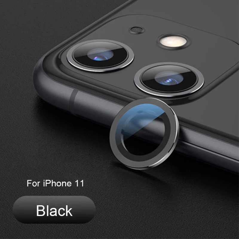 Черный Защитный чехол для камеры для iPhone 11 Pro Max 11Pro 11, чехол, стекло+ металлический задний объектив, защитное кольцо для экрана, крышка для iPhone11 11Pro - Цвет: Черный