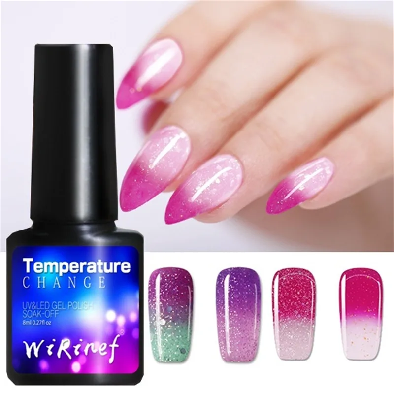 Полупостоянный Гибридный Гель лак для ногтей меняющий цвет под воздействием
