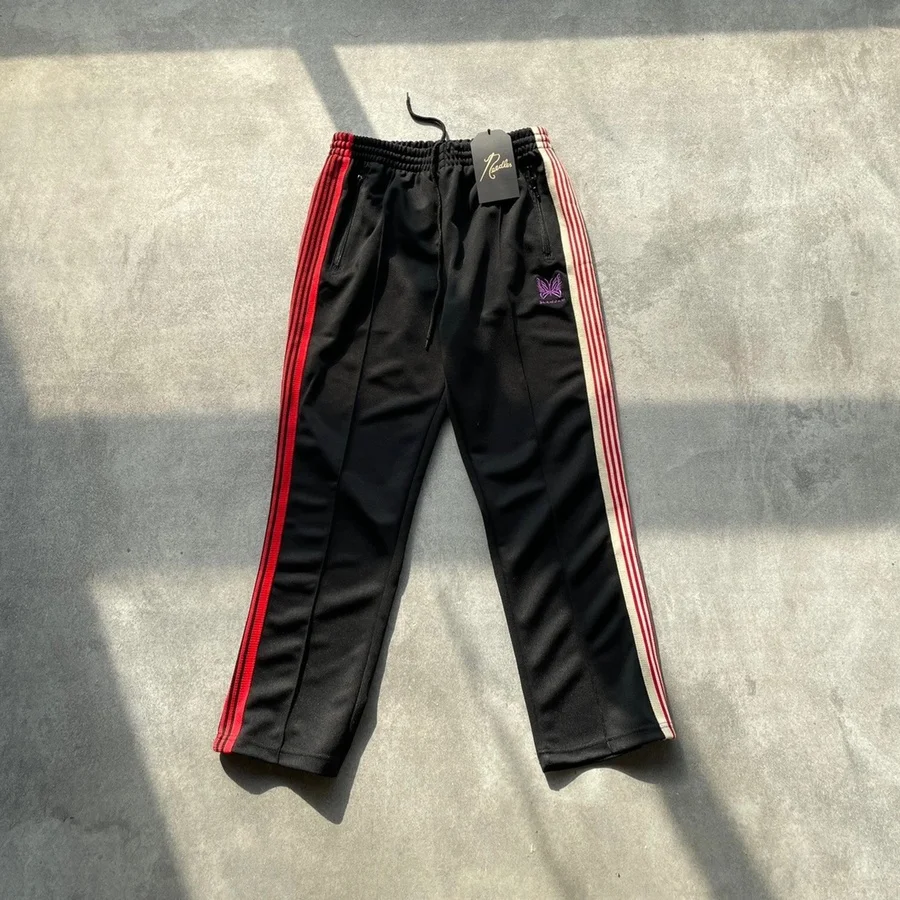 

Мужские и женские тренировочные брюки AWGE, черные спортивные брюки с вышивкой в виде бабочек и игл, тренировочные штаны для мужчин и женщин,