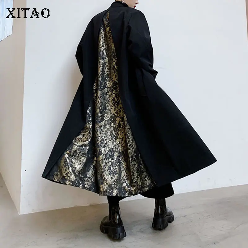 

Женский лоскутный Тренч XITAO, элегантное Свободное пальто большого размера с длинным рукавом, для фанатов богини, модель DZL1503 на осень, 2020