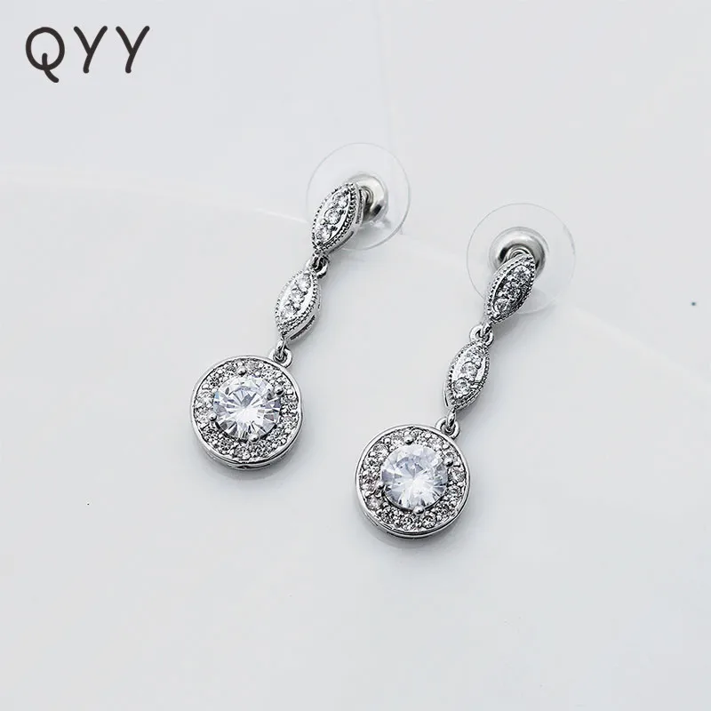 QYY 2019 новейшие AAA кубические циркониевые серьги свадебные для женщин украшения