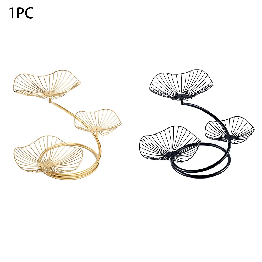 

3-Tier Kitchen Lotus Leaf Large Capacity DIY Storage Holder Nordic Style Home Decor Metal Art Craft Desktop Display Fruit Basket