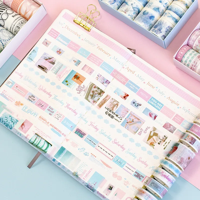 20 рулонов цветы набор декоративного скотча Васи круглый планировщик эмблема