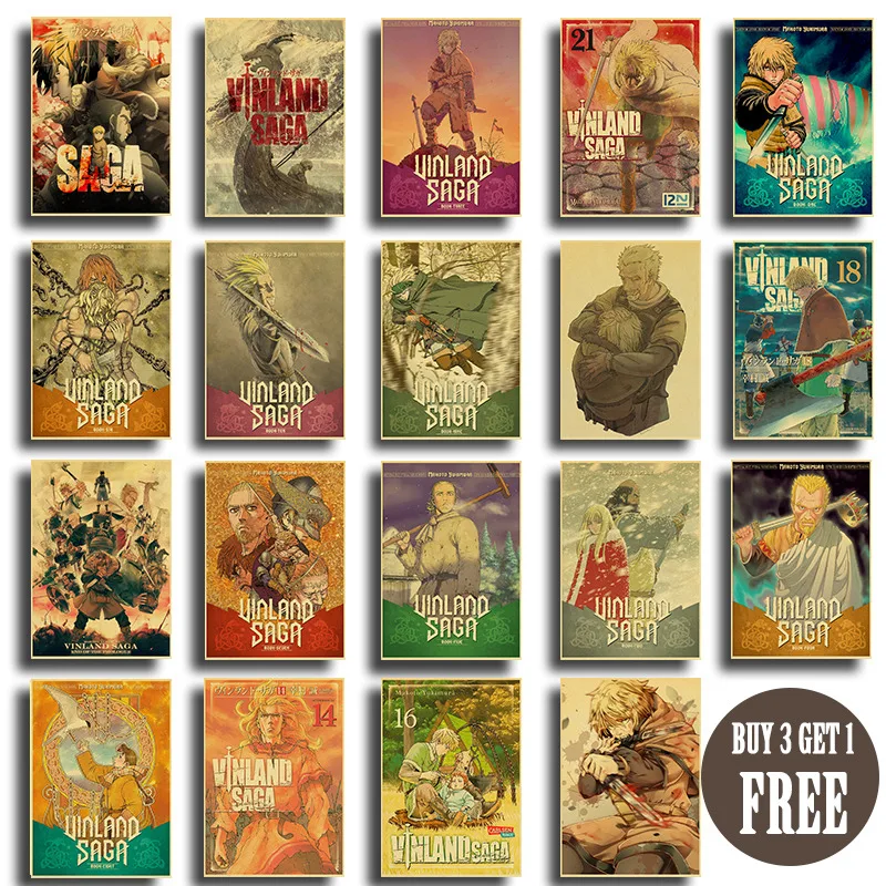 

Japanese Anime Vinland Saga Poster Krafe Paper Printed Art Retro Painting Home Room Fans Collection Wall Stickers