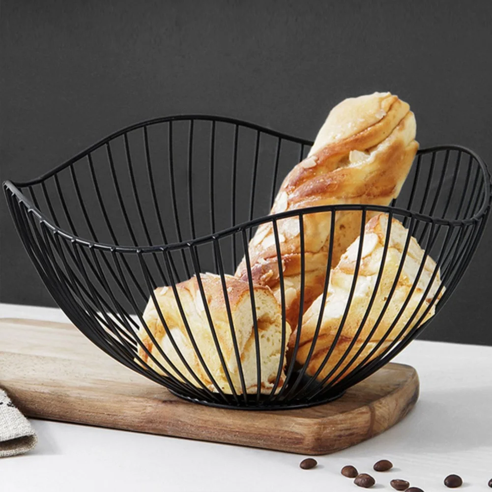 

Kitchen Dinner Romm Drain Fruit Plate Container Iron Metal Wire Basket Fruit Vegetable Storage Holder Snack Tray Decorative Bowl