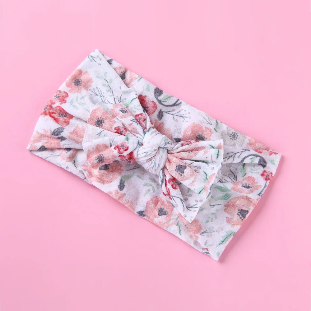 

Baby Headband Printed Super Soft Nylon Children's Headwear Kids Seamless Foldable Bowknot Nylon Headwear