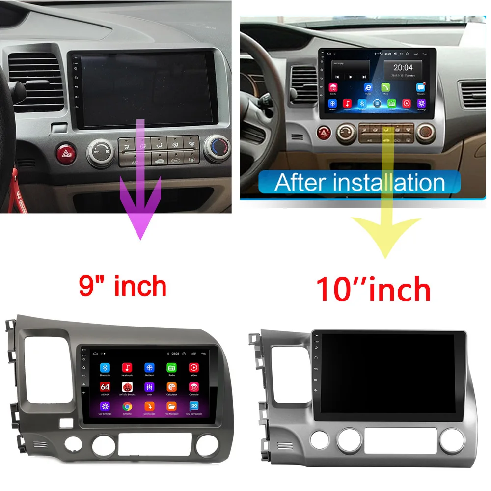 Buy Android 10 For Honda Civic 8 2005-2012 Car Radio Multimedia Video Player Navigation GPS No 2din 2 din on