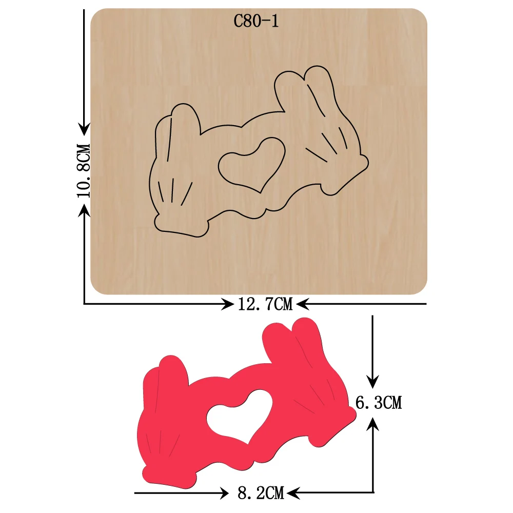 Новая любовь сердце перчатки деревянные штампы скрапбукинга C 80 1 резки|dies