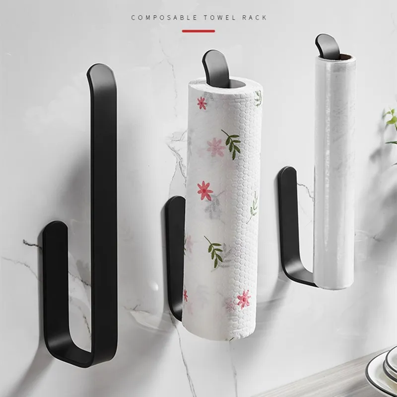

WZLY Black Paper Holder Space Aluminum Toilet Paper Towel Holders WC Kitchen Bath Room Papers Roll Holder Bathroom Hardware