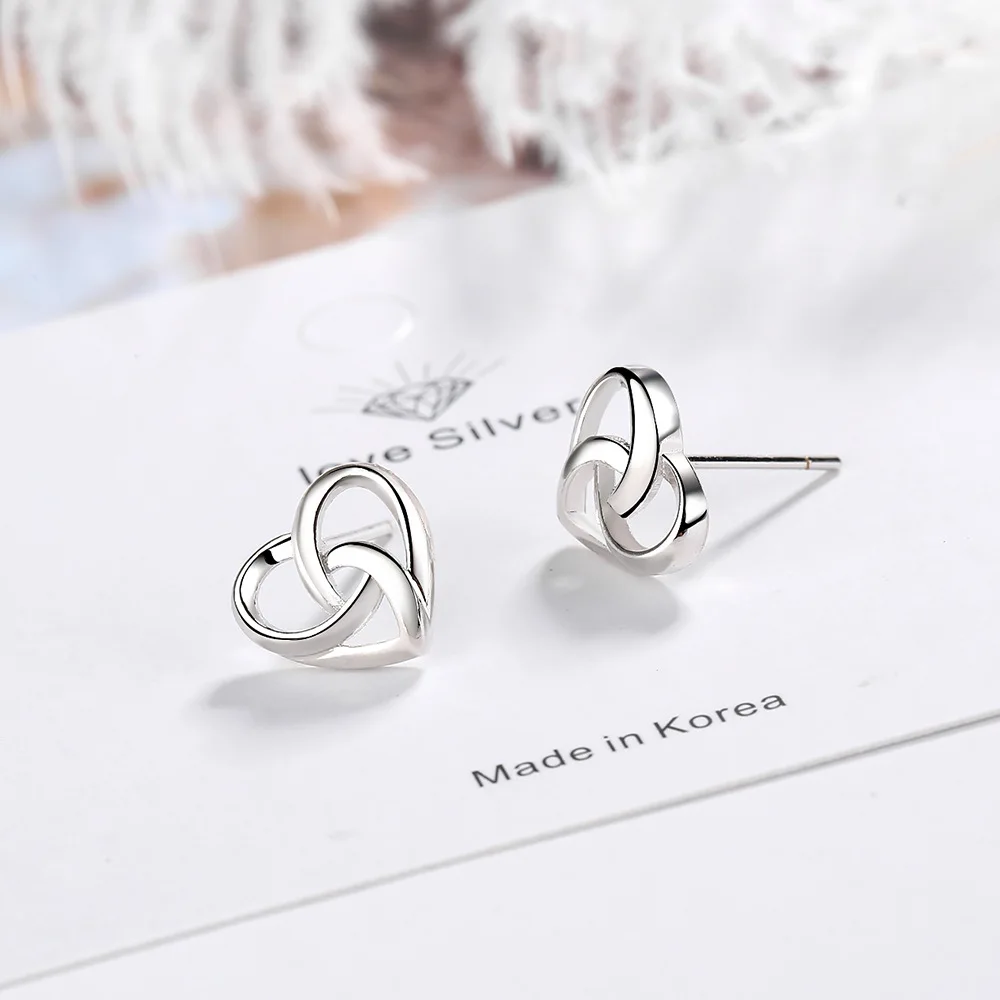 

Simple 925 Sterling Silver Hollow Out Heart Stud Earrings for Women Girls Party Gift Sterling-Silver-jewelry Pendientes Mujer