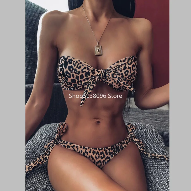 Бандо Бикини 2021 сексуальные трусики бикини купальник с бантом Для женщин