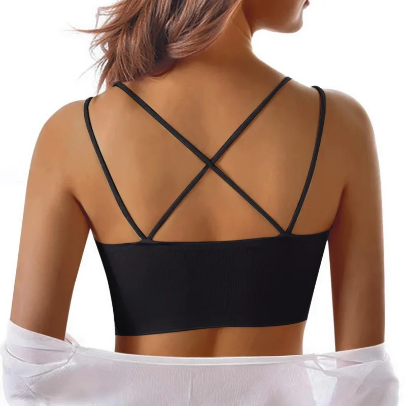 

Beauty Back Yoga Bra Women Padded Sports Bra Removable Workout Bra Wireless Fitness Bra Elastic Thin Shoulder Strap Women's Bra
