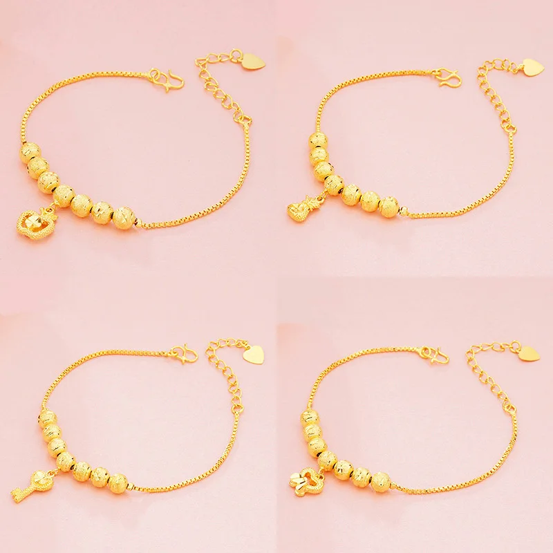 24K Gold Color pendant Anklet Bracelet on The Leg 2020 Fashion Summer Beach Foot Anklets for Women link Chain Indian jewelry