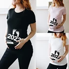 Детская нагрузка 2022 Футболка для беременных с принтом Футболка с коротким рукавом для беременных Футболка для беременных Новые футболки для мам Одежда