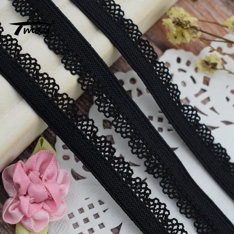 #1751 чистый черный Цвет 8 ярдов/партия эластичные резиновые ленты кружевной
