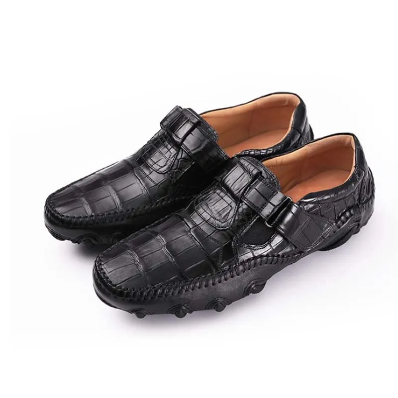 

Hongqiangyin, новинка, Крокодиловая кожаная мужская обувь, мужские мокасины, круглая обувь для бега, деловая и повседневная обувь для ленивых люде...