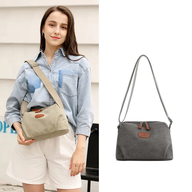 

Small Canvas Shoulder Bag For Women Trend Design 2021 Fashion Solid Color Messenger Bag Solid Color Zipper Travel Shopping Bag
